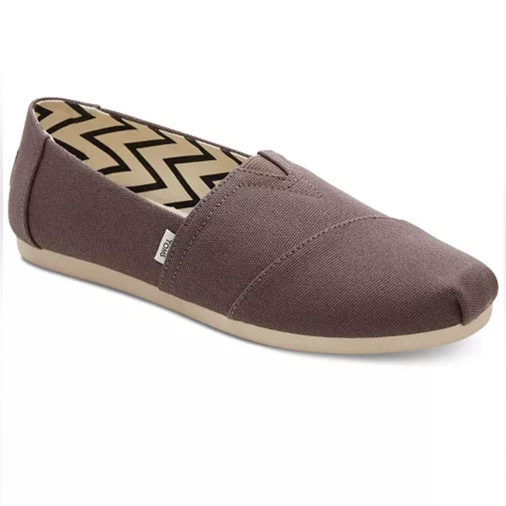 Toms Alpargata Recycled Slip-On Flats - Ash Gray Recycled Canvas - Size 8.5